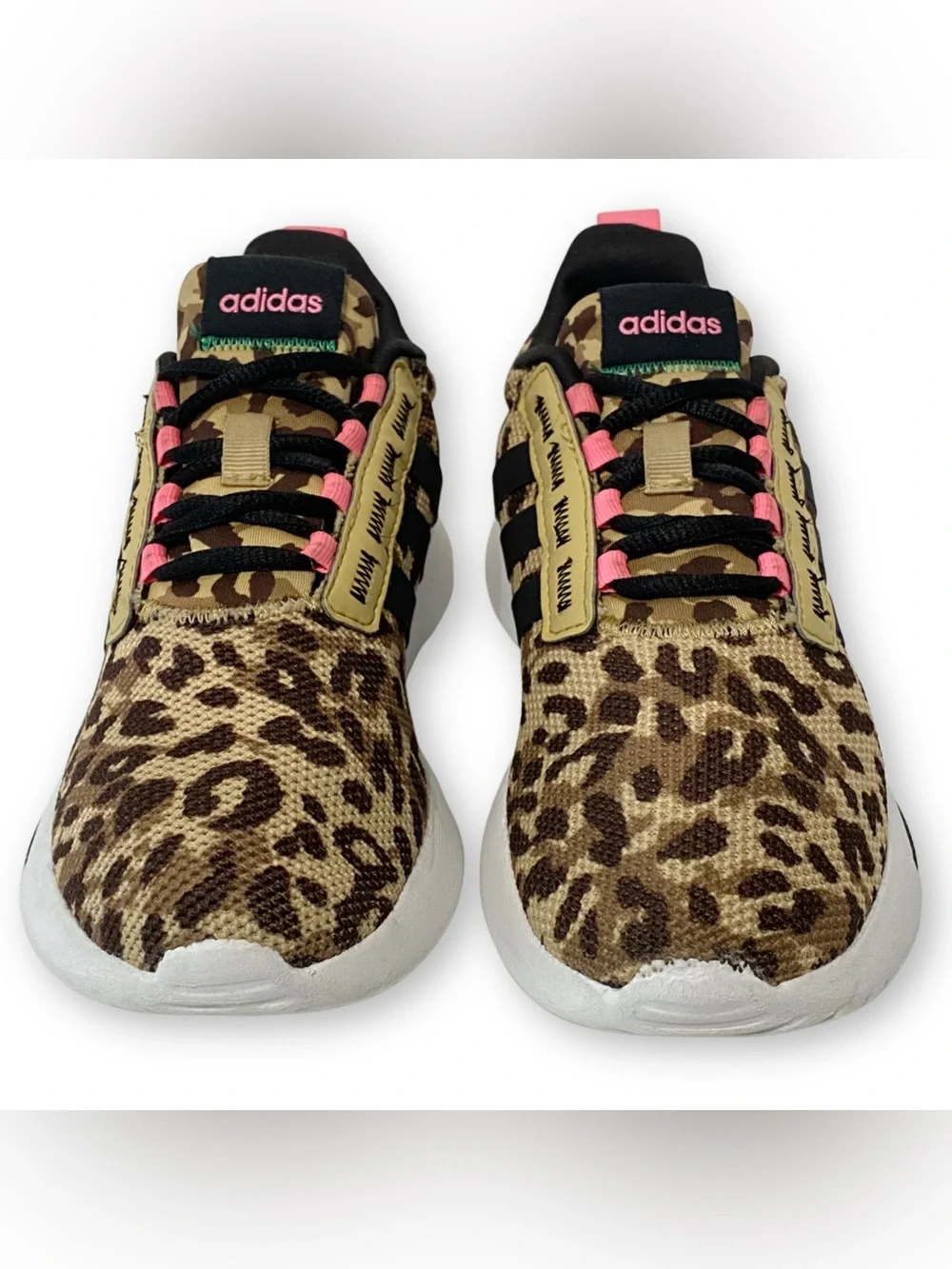 Adidas Youth Girls Size 2 Racer TR21 Leopard Black Pink Camo Sneaker Shoes